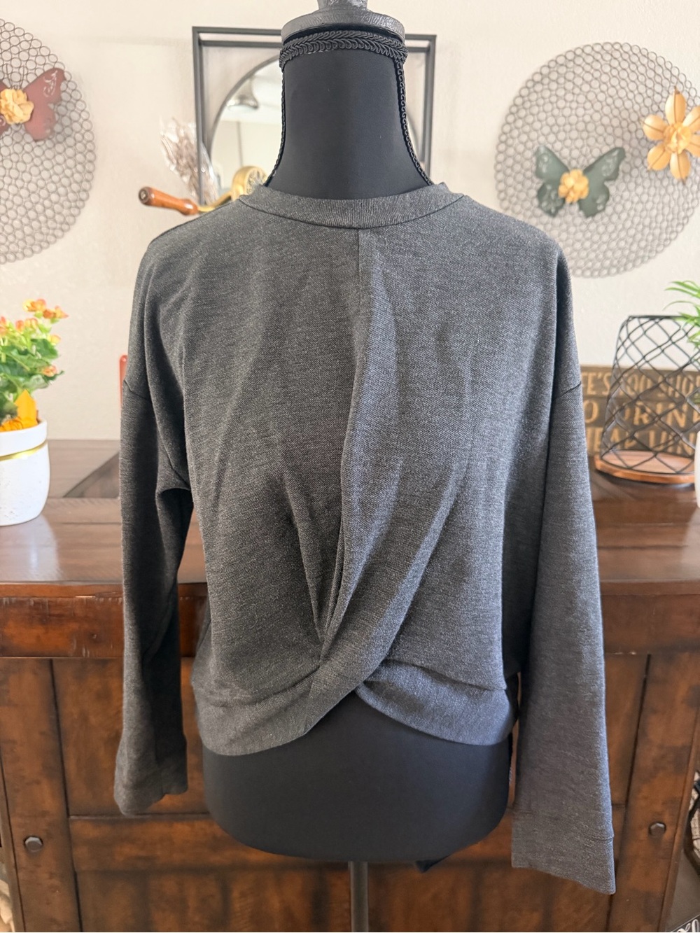 Lou & Grey Twist Front Crewneck Sweater